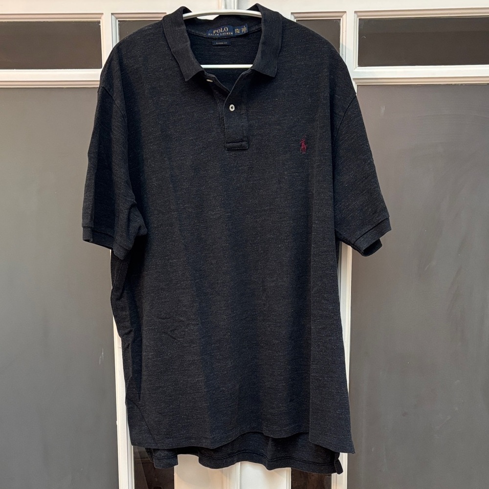 Polo by Ralph Lauren Charcoal colour Black Polo with Red Logo - XXL